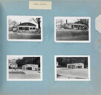 (MOBIL OIL GAS STATIONS) A vast and comprehensive album, containing over 330 photographs and 100 negatives, documenting, in a rigorous